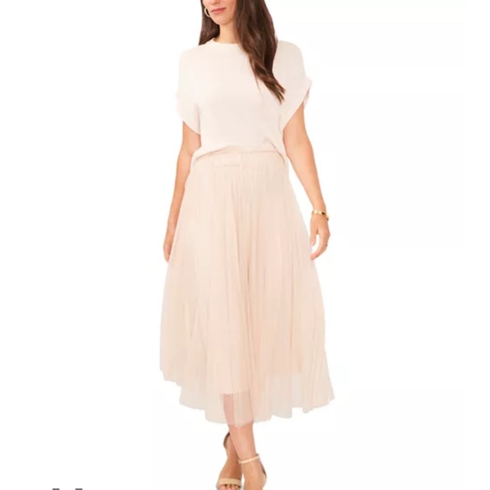 Vince Camuto Elegant Beige Tulle Skirt